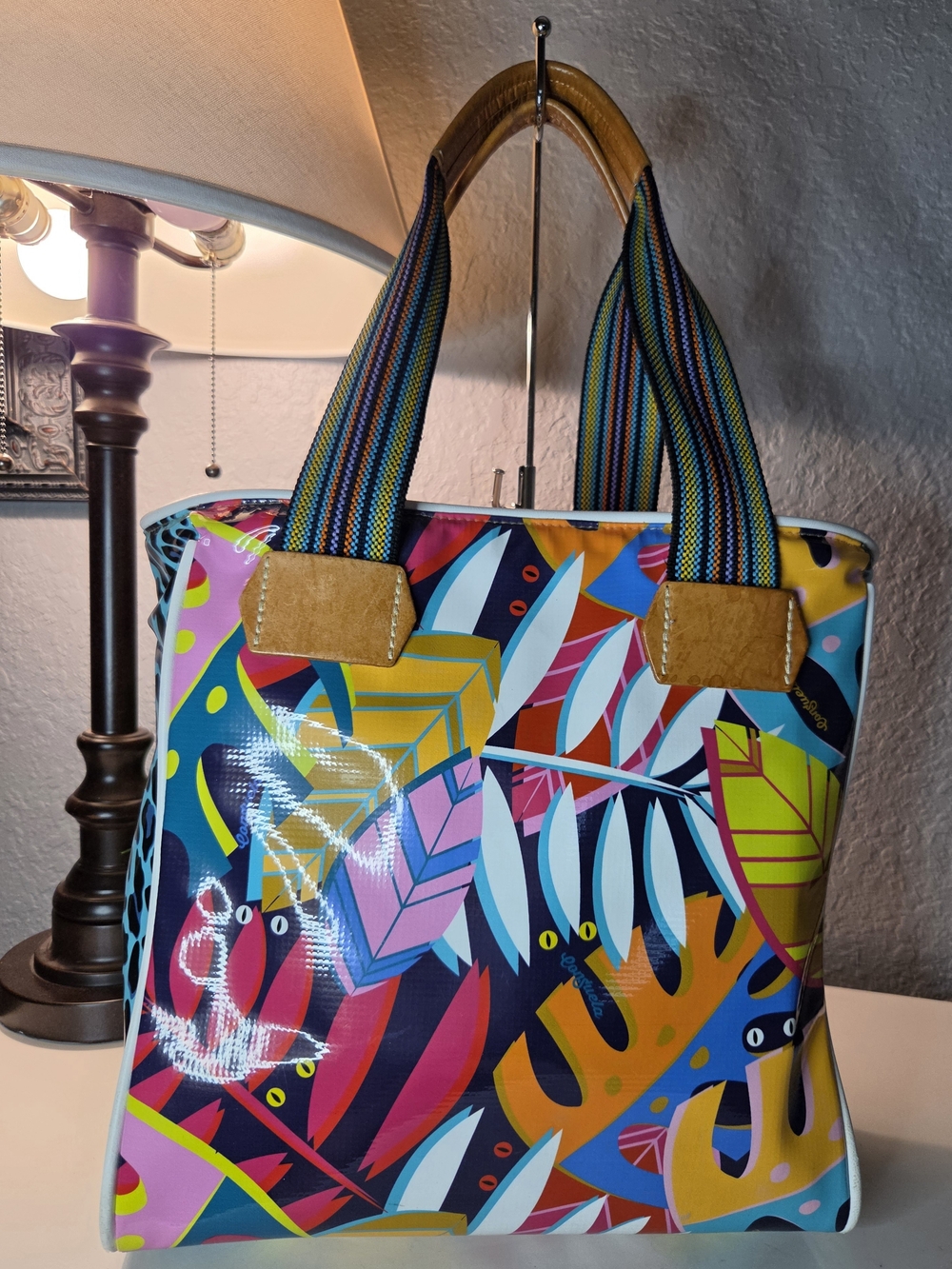 Consuela Maya Classic Tote Retired Tropical Multicolor Leather Trim
